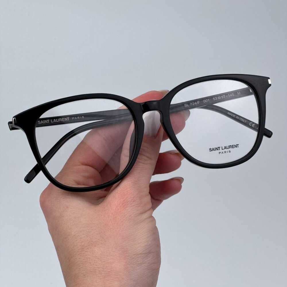 Saint Laurent SL724/F 001 BRAND NEW Eyeglasses Black Oval Women